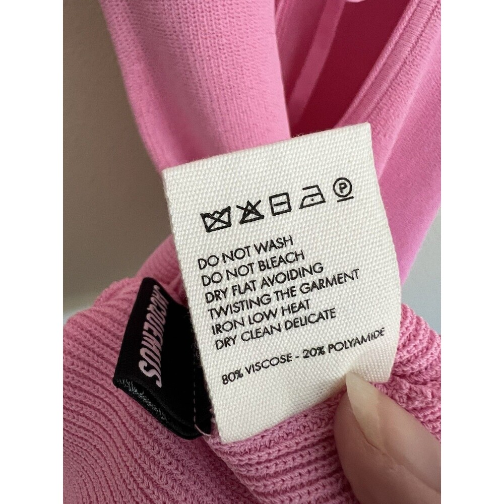 Jacquemus Ribbed Knit Mini Dress Size EU40 US 8 Pink Open Back Collared SS - Picture 10 of 10